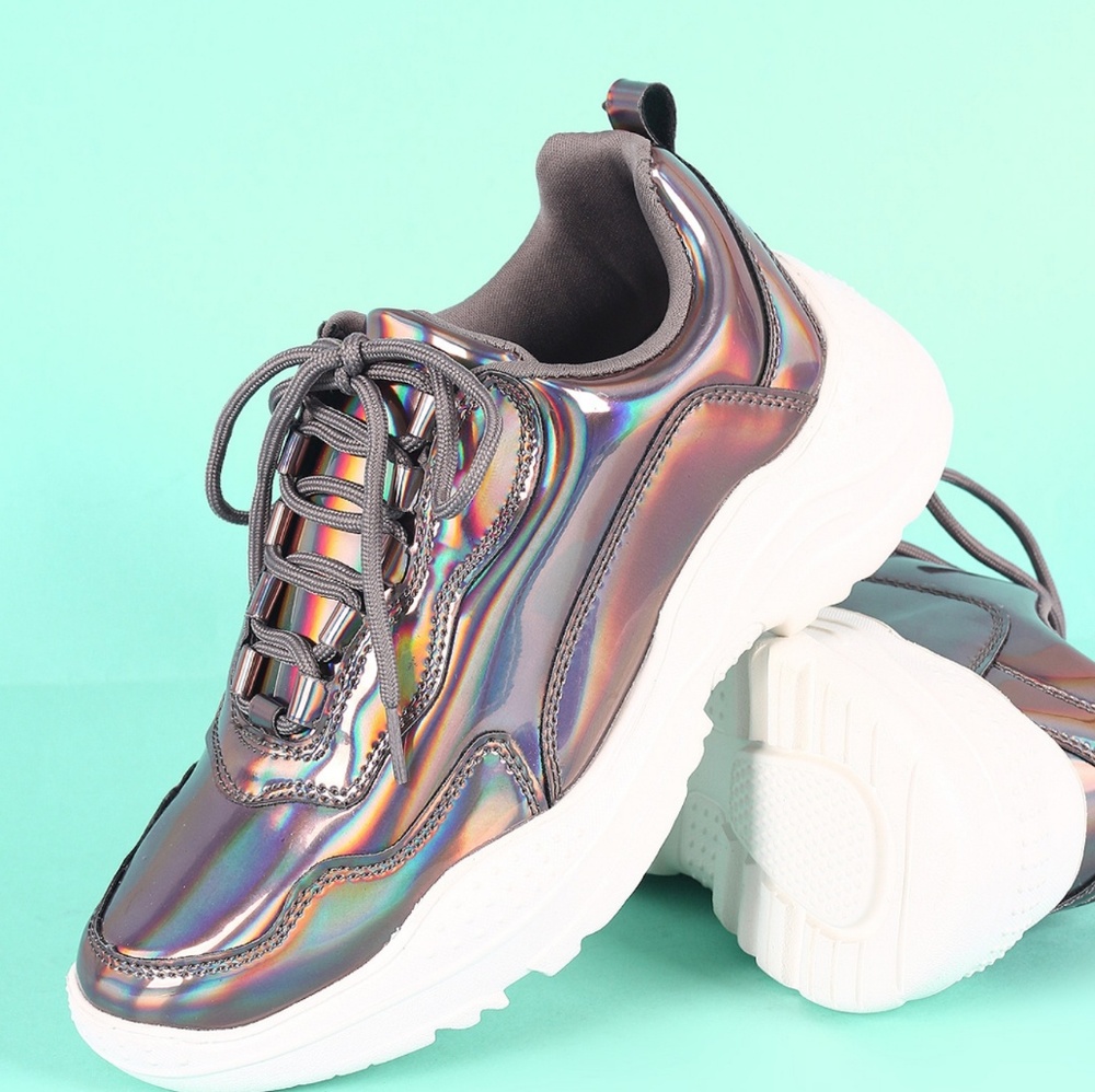Last Size 9 💎Holographic Patent Platform Sneaker - Picture 6 of 8